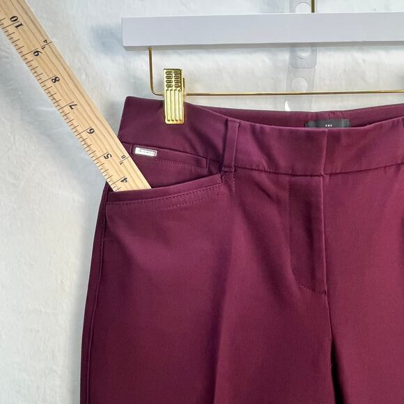 White House Black Market The Slim Ankle Burgundy Red Stretch Chino Dress Pants 2 - Picture 7 of 13